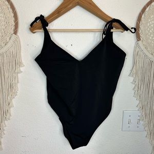 Pink Victoria’s Secret black tie strap one piece swimsuit XL
